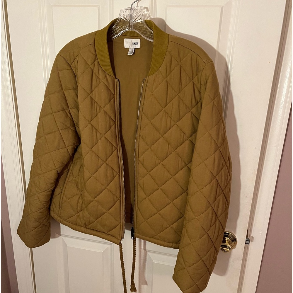 Amuse Society Quilted Bomber Jacket Full Zip Up